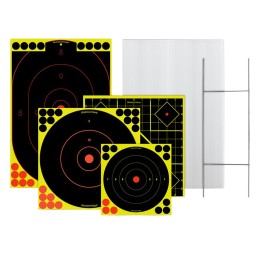 Birchwood Casey 38102 Sharpshooter Stand  Target Kit Standing Paper BlackYellow 1 Frame4 Targets