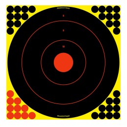 Birchwood Casey 34170 ShootNC Reactive Target SelfAdhesive Paper BlackYellowRed 17.25 Bullseye 100 Pack