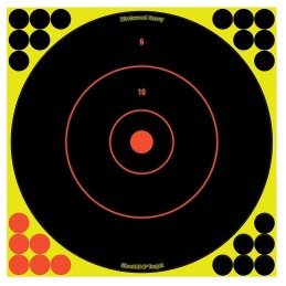 Birchwood Casey 34050 ShootNC Reactive Target SelfAdhesive Paper BlackYellowRed 12 Bullseye 50 Pack