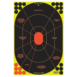 Birchwood Casey 34657 ShootNC Reactive Target SelfAdhesive Paper BlackYellowRed 12x18 Oval Silhouette 40 Pack