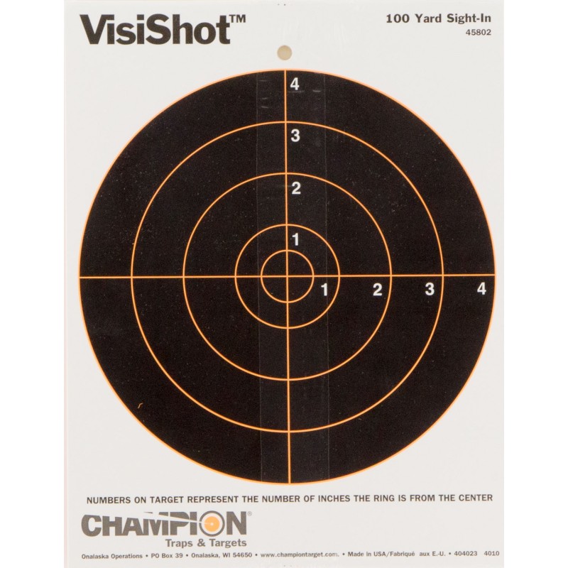 Champion Targets 45802 VisiShot  Hanging Paper BlackWhite 8 Bullseye 10 Pack