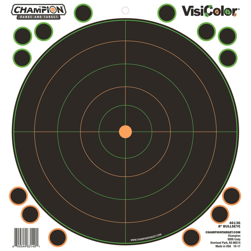 Champion Targets 46136 VisiColor  SelfAdhesive Paper BlackWhite 8 Bullseye 5 Pack