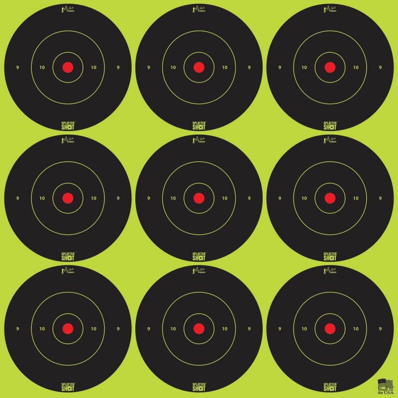 ProShot 2BGREEN108 SplatterShot  SelfAdhesive Paper BlackGreen 2 Bullseye 12Pack108Targets