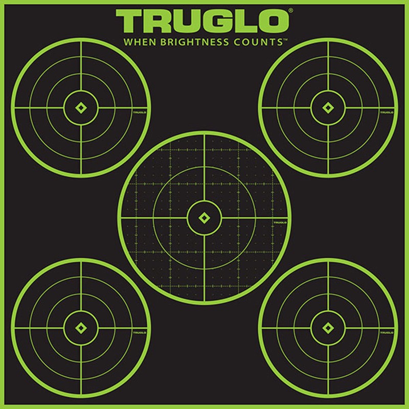 TruGlo TG11A12 TruSee 5Bull Target SelfAdhesive Heavy Paper BlackGreen 12x12 5Bullseye 12 Pack