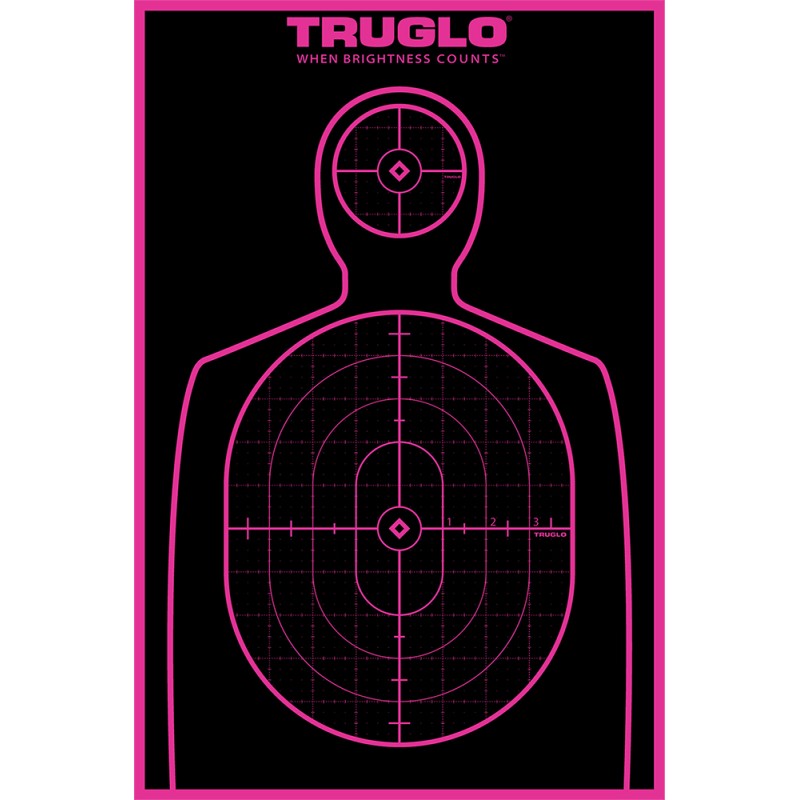 TruGlo TG13P6 TruSee Handgun Target SelfAdhesive Heavy Paper BlackPink 12x18 Silhouette 6 Pack