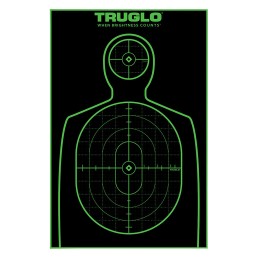 TruGlo TG13A25 TruSee Handgun Target SelfAdhesive Heavy Paper BlackGreen 12x18 Silhouette 25 Pack