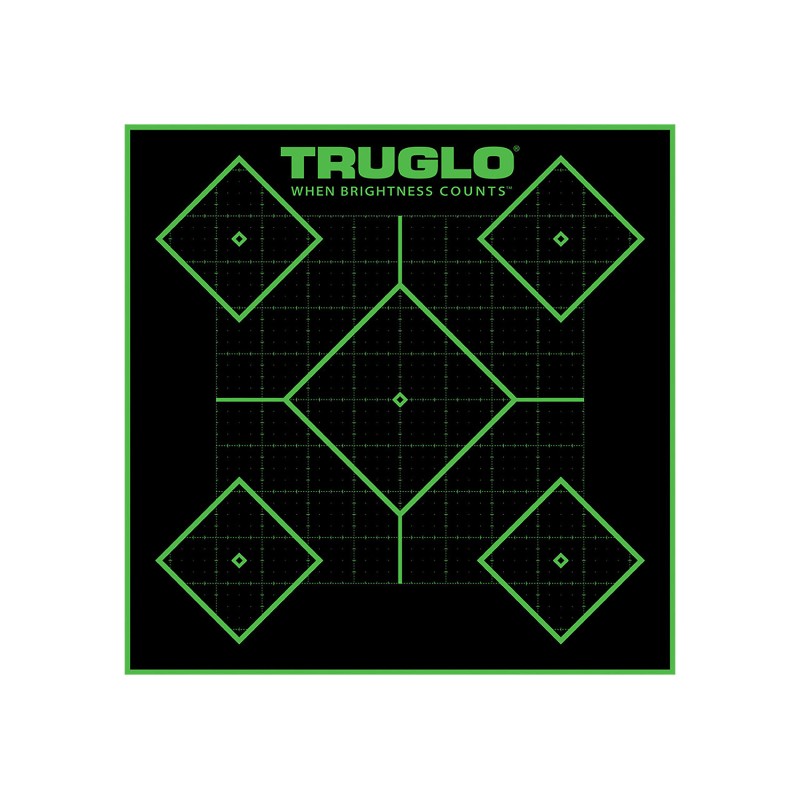 TruGlo TG14A25BB TruSee 5 Diamond Target SelfAdhesive Heavy Paper BlackGreen 12x12 25 Pack