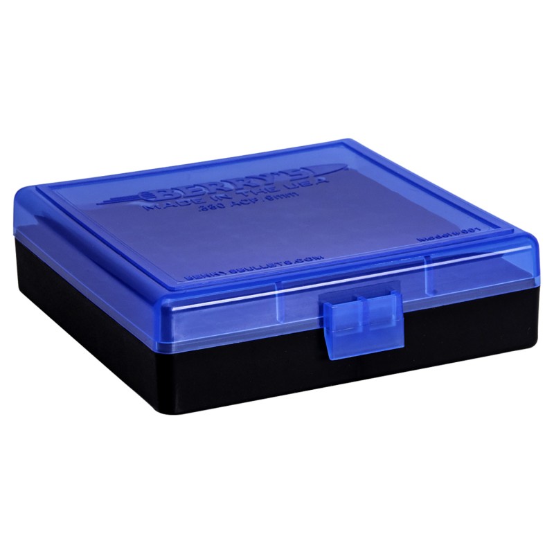 Berrys 69874 Ammo Box  9mm380ACP BlueBlack Polypropylene 100rd