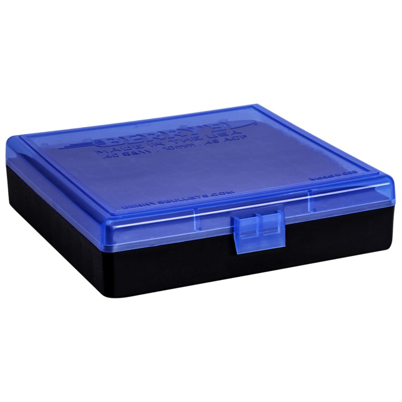 Berrys 67789 Ammo Box  40SW45ACP BlueBlack Polypropylene 100rd