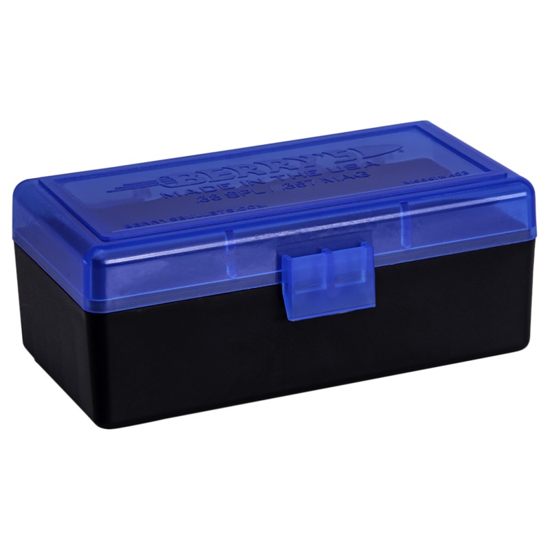 Berrys 36713 Ammo Box  38Special357Mag BlueBlack Polypropylene 50rd