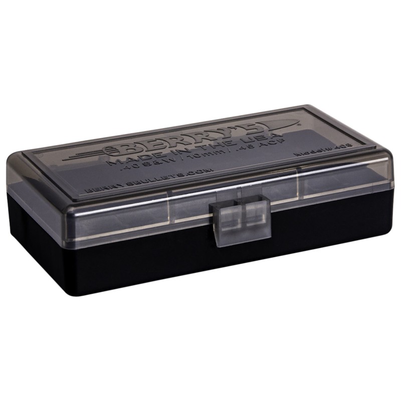 Berrys 13897 Ammo Box  40SW45ACP SmokeBlack Polypropylene 50rd