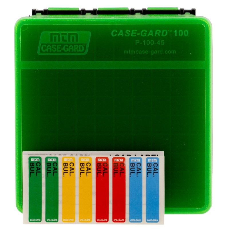 MTM CaseGard P1004516T Ammo Box FlipTop 45 ACP10mm Auto Green Plastic 100rd