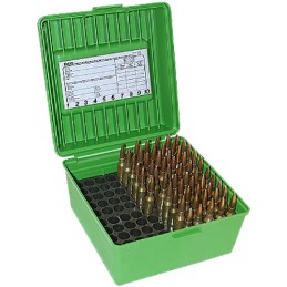 MTM CaseGard R100MAG10 Deluxe Ammo Box Round Handle Multi Caliber Rifle Green Polypropylene 100rd