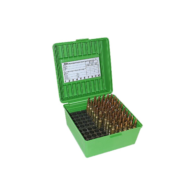 MTM CaseGard R100MAG10 Deluxe Ammo Box Round Handle Multi Caliber Rifle Green Polypropylene 100rd