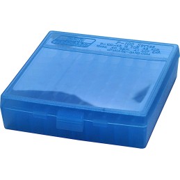 MTM CaseGard P100924 Ammo Box FlipTop Multi Caliber Handgun Clear Blue Polypropylene 100rd