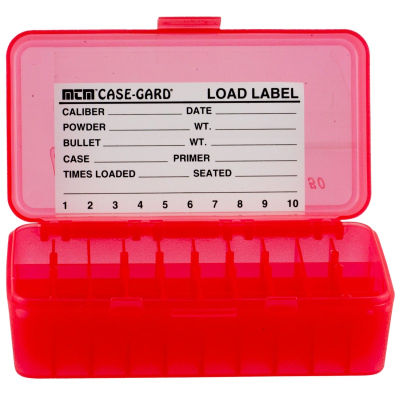 MTM CaseGard P504429 Ammo Box FlipTop Multi Caliber Clear Red Polypropylene 50rd