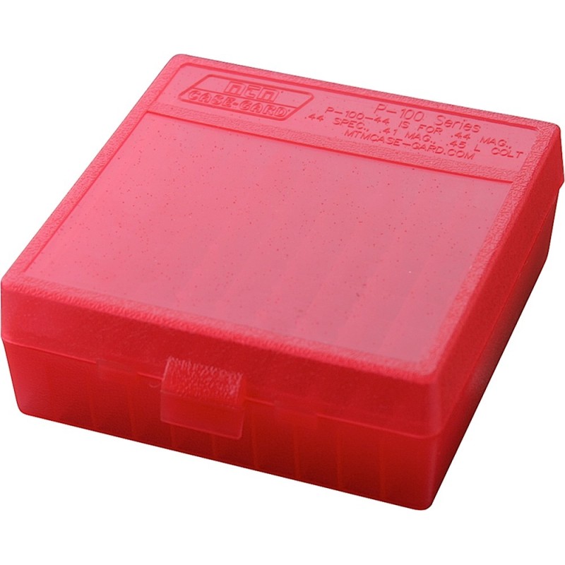 MTM CaseGard P1004429 Ammo Box FlipTop Multi Caliber Clear Red Polypropylene 100rd