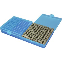 MTM CaseGard P200924 Ammo Box FlipTop 9mmLuger380ACP Handgun Clear Blue Polypropylene 200rds