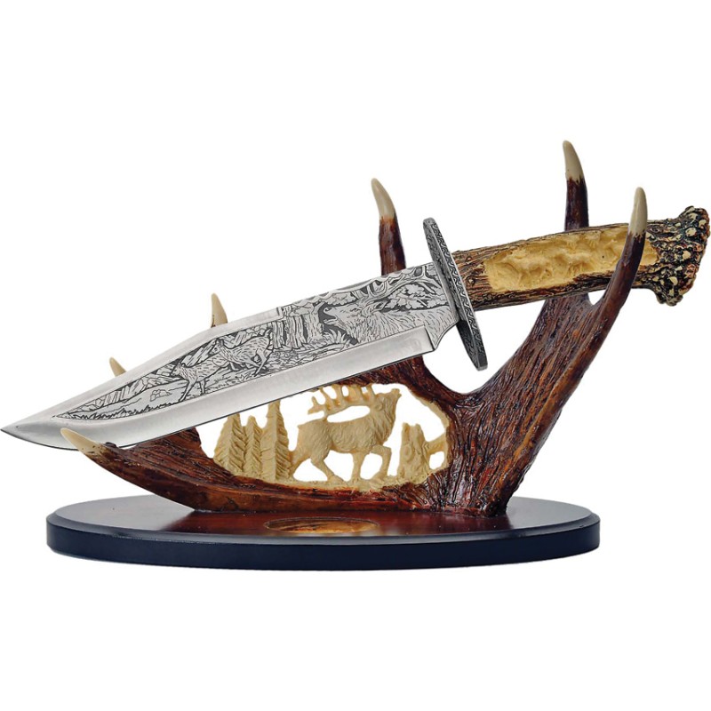 Bowie Knife w Display Deer