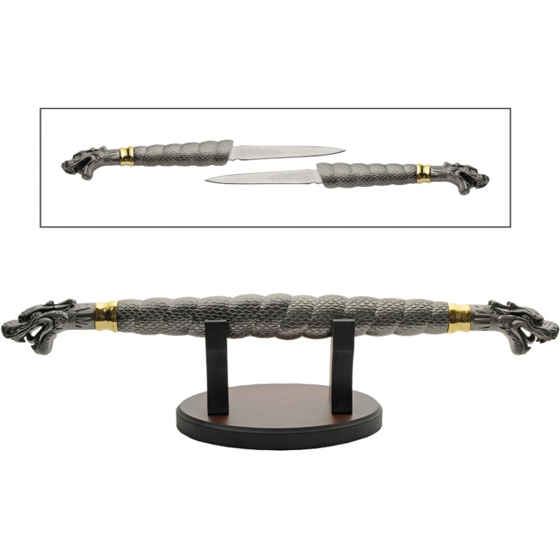 Twin Dragon Swords w Stand