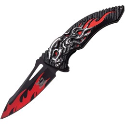 Skull Flame Linerlock A/O Red