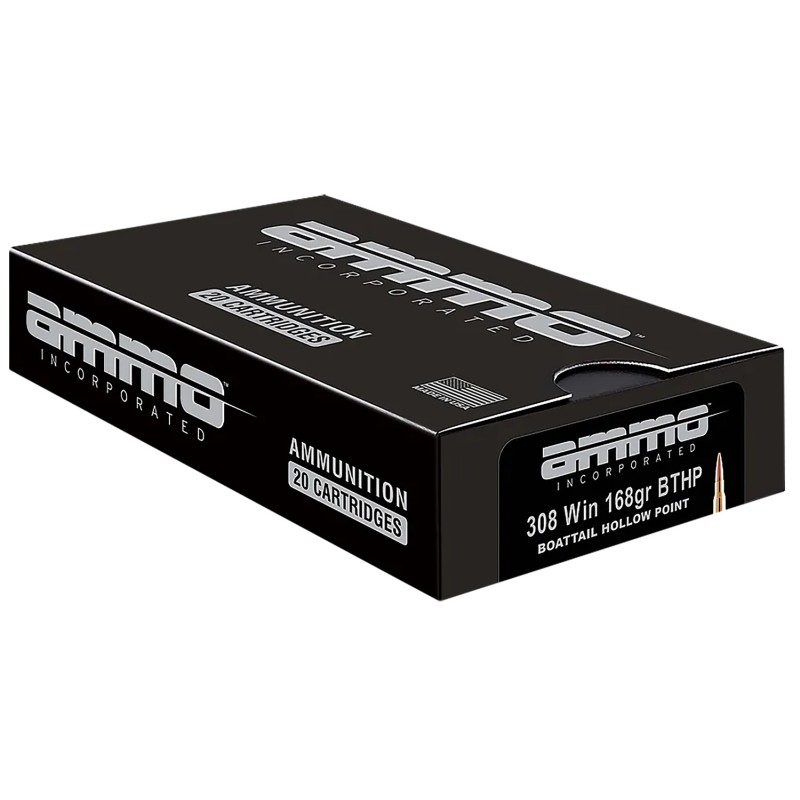 Ammo Inc 308168BTHPA20 Compete  308Win 168gr Boat Tail Hollow Point 20 Per Box10 Case