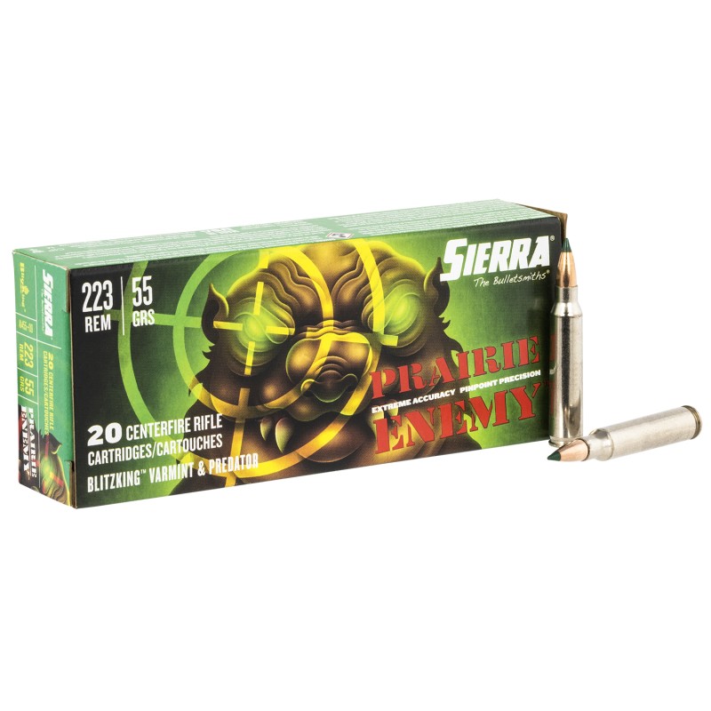 Sierra A145509 Prairie Enemy  223Rem 55gr Sierra BlitzKing 20 Per Box 10 Case