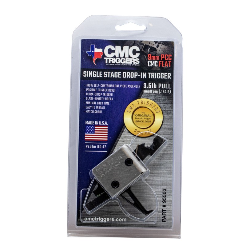 CMC Triggers 95503 DropIn PCC BlackSilver Flat Trigger SingleStage 33.50 lbs Draw Weight