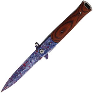 Damascus Etched Linerlock A/O