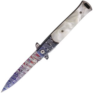 Damascus Etched Linerlock A/O