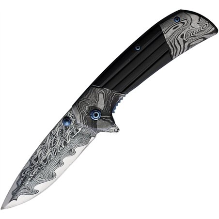 Damascus Etched Linerlock A/O