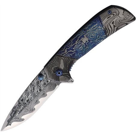 Damascus Etched Linerlock A/O
