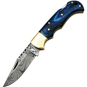 Lockback Damascus Blue