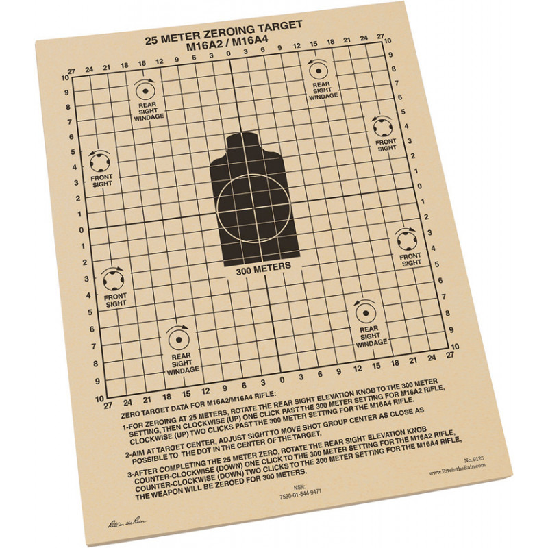 25m Zeroing Target Sheets 100