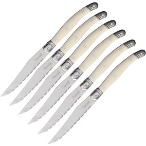 6 pc Steak Knife Set White