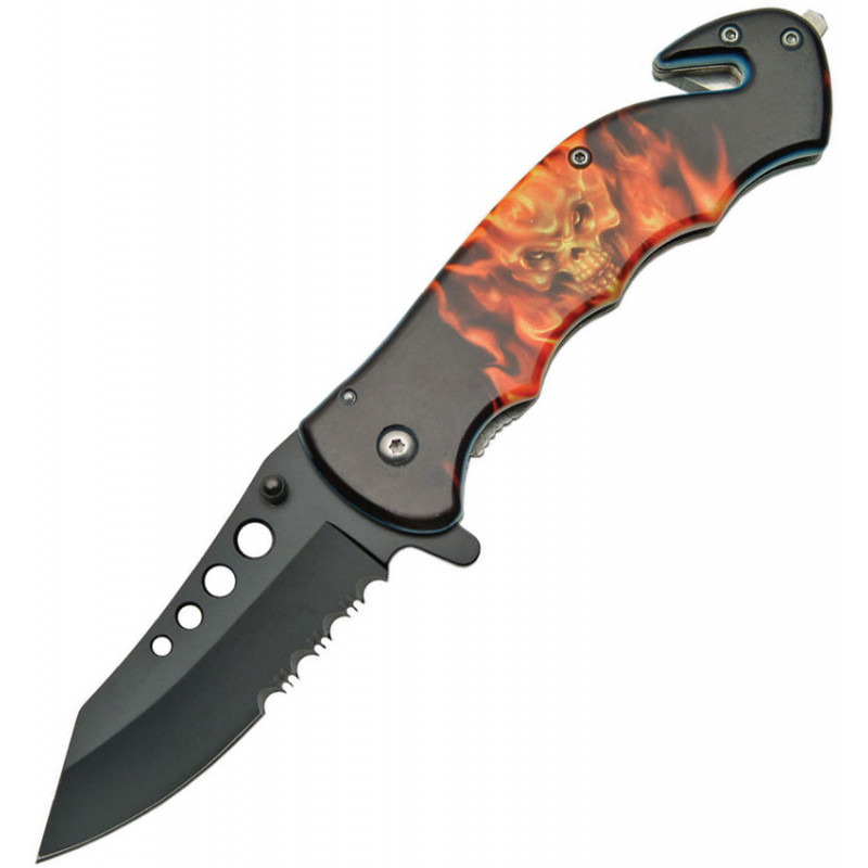 Flaming Skull Linerlock A/O