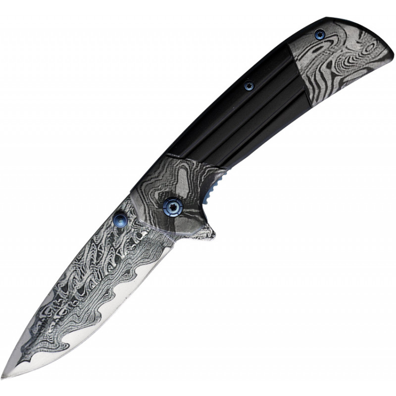 Damascus Etched Linerlock A/O