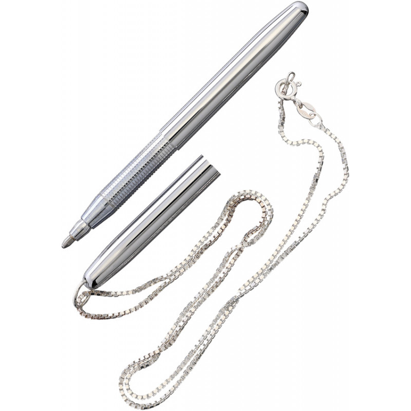 Chrome Bullet Pen w Neck Chain