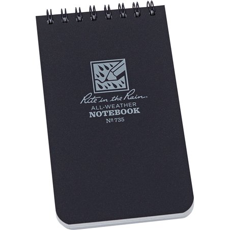 3 x 5 Top Spiral Notebook Blac