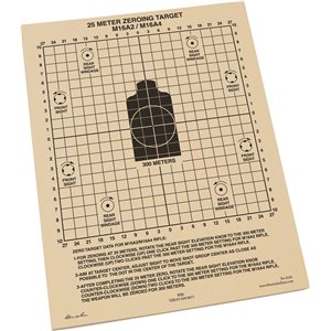 25m Zeroing Target Sheets 100