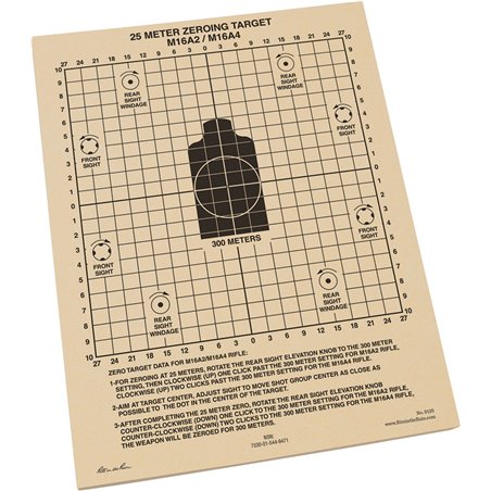 25m Zeroing Target Sheets 100