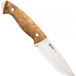 HELLE Knives Utvaer Full Tang Fixed Blade Knife Curly Birch Wood Handle Grind Leather Sheath Sandvik 12C27 Stainless Steel