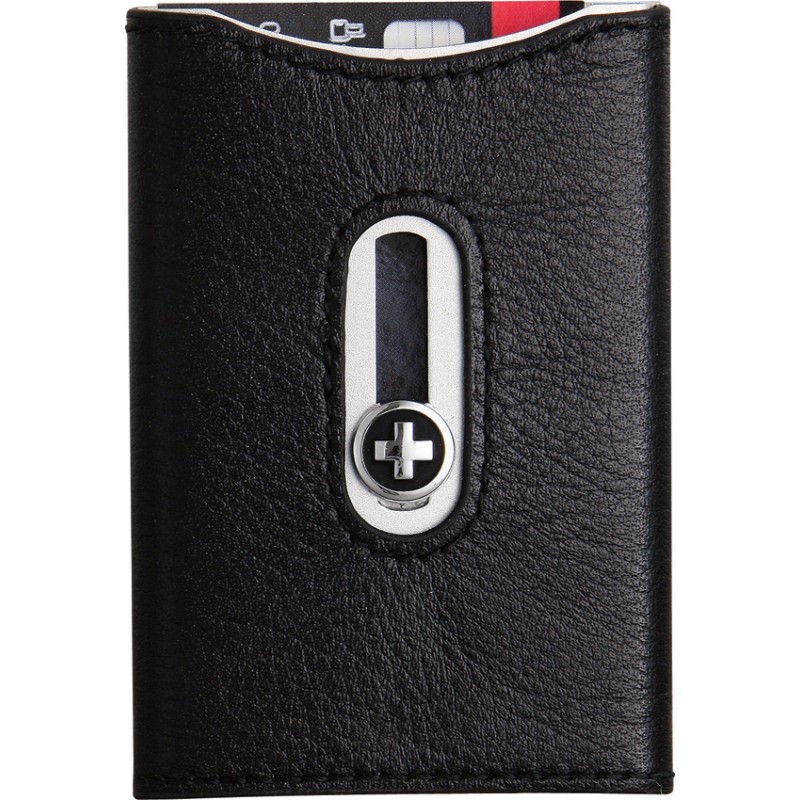 Swiss Wallet Black w/Silver