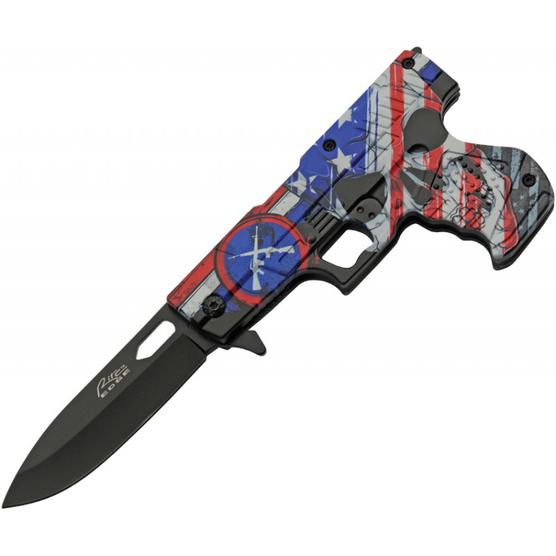 Gun Linerlock A/O Skull Flag