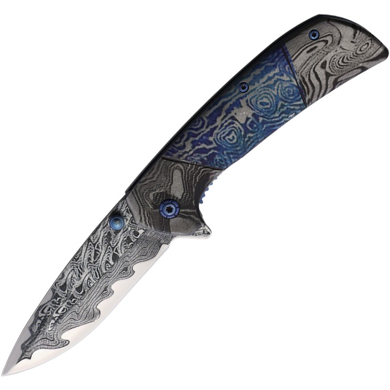 Damascus Etched Linerlock A/O