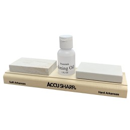 AccuSharp 023C Whetstone Combo Kit Fine Coarse Natural Arkansas Stone Sharpener Includes Honing Oil