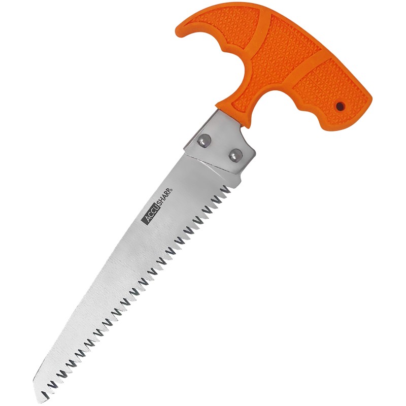 AccuSharp 730C Bone Saw  Fixed Saw 6 Stainless Steel Blade Blaze Orange TShaped Handle