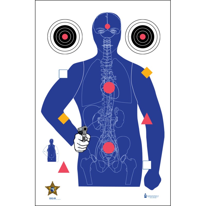 Action Target SSO99100 StateSpecific Qualification Sarasota Sheriffs Office SilhouetteVitals Paper Hanging 23 x 35 Blue 100 Per 