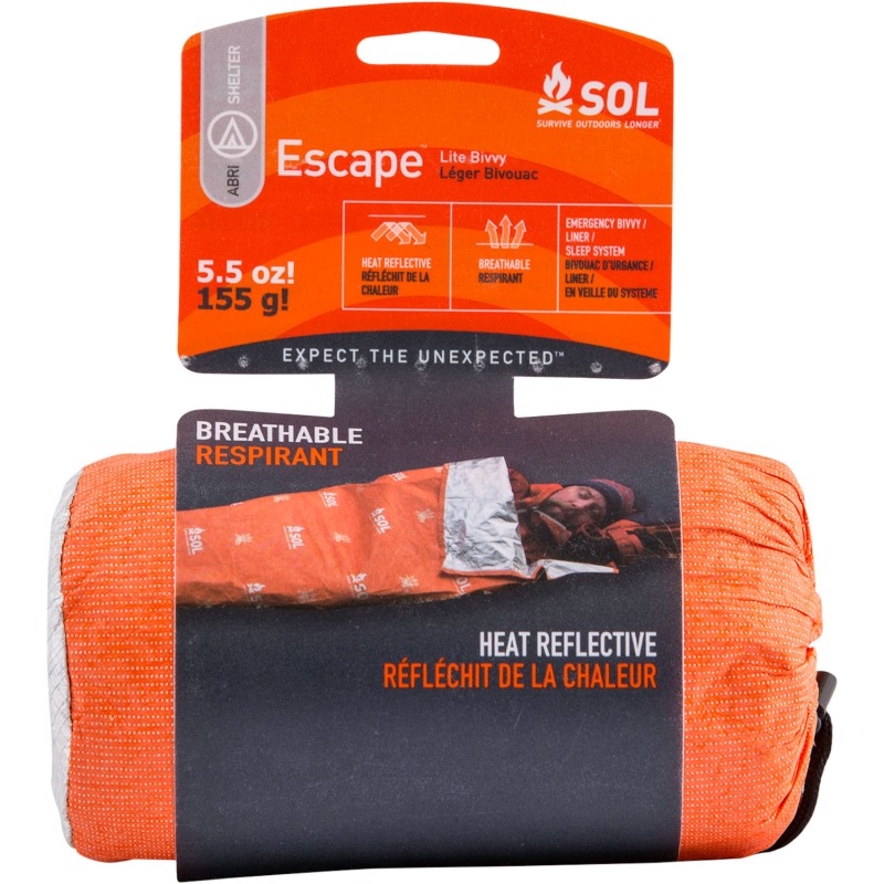 Survive Outdoors Longer 01401227 SOL Bivvy Warmth Waterproof Orange AluminumCoated Polyethylene