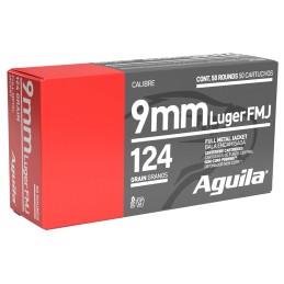 Aguila 1E092110 Target  Range Handgun 9mm Luger 124 gr Full Metal Jacket 50 Per Box 20 Case